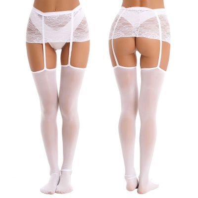 US Womens Lace Skirted Suspender Pantyhose Silky Thigh High Stockings Lingerie